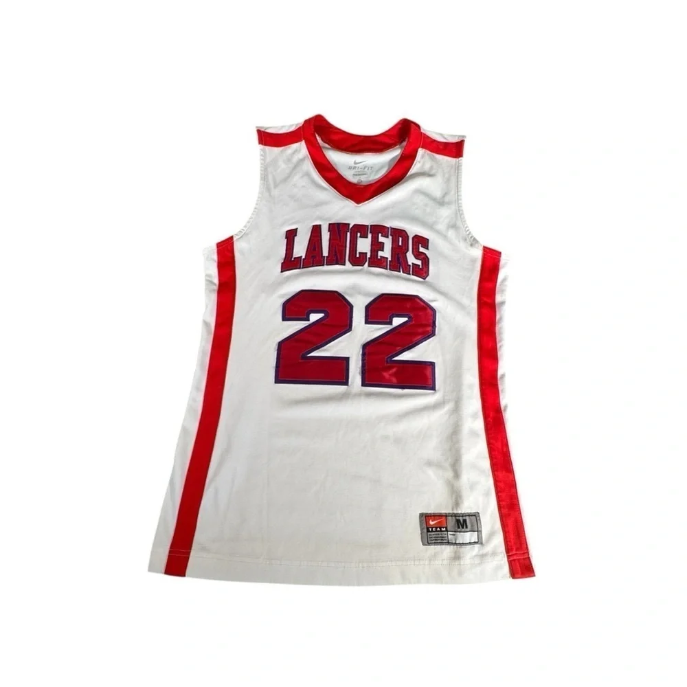 Nike Team Dri-FIT Lancers #22 Basketball Jersey White Red Medium M 392905-109